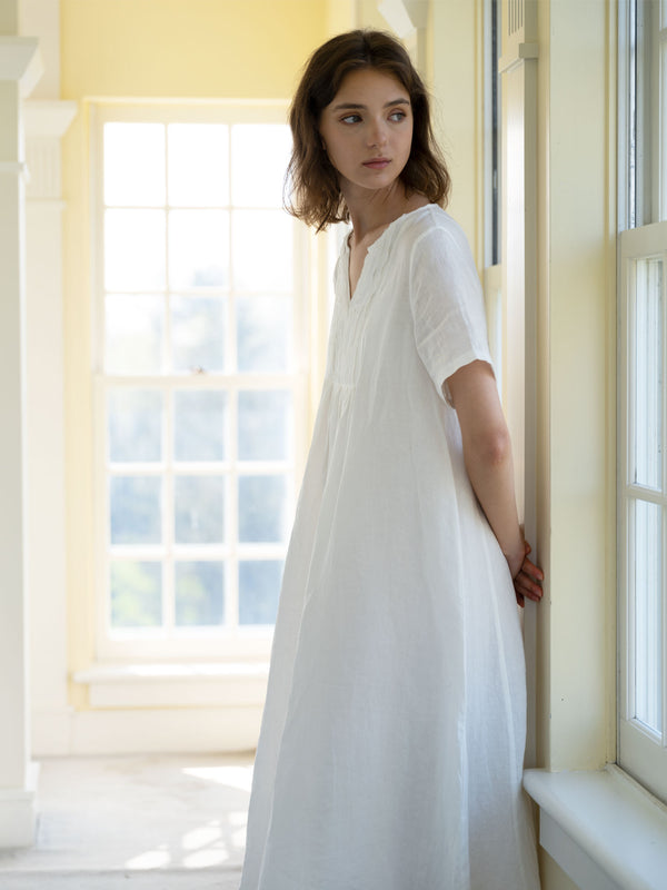 Fine Linen Dress With Pintuck Detail