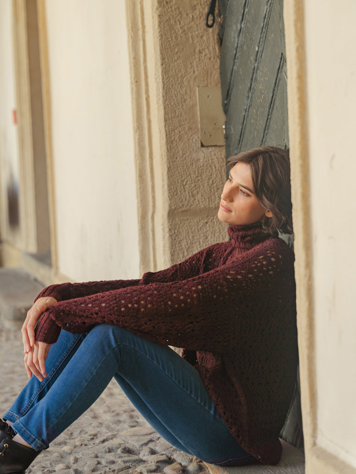 High-neck Lacy Sweater