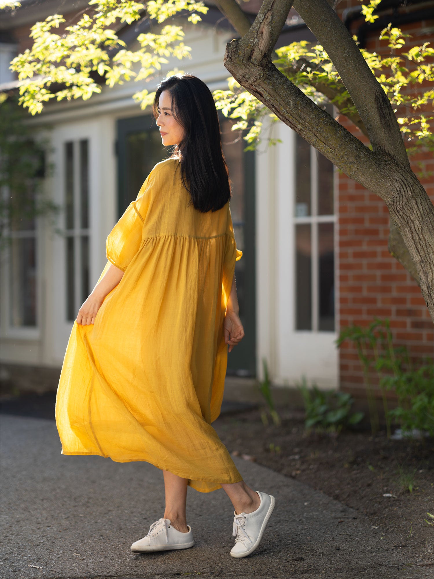 Ramie Tencel Dress - Yellow-Golden 1