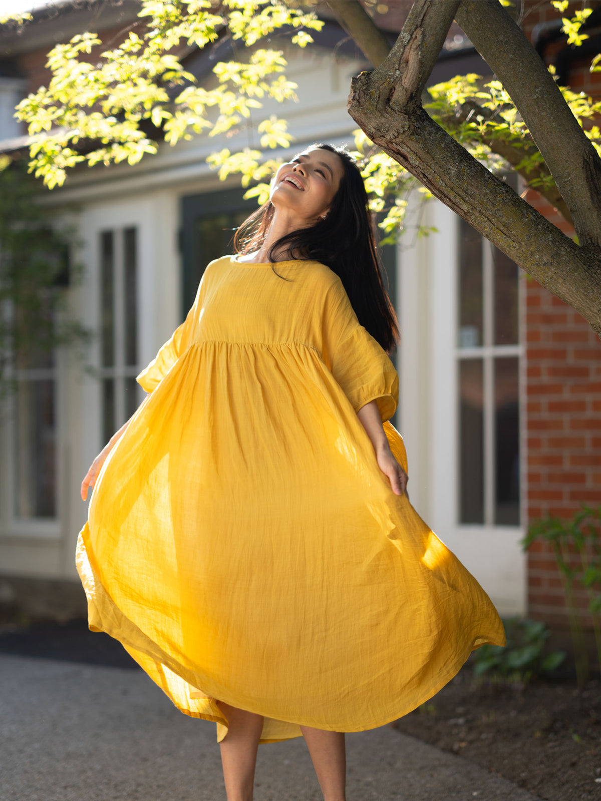Ramie Tencel Dress - Yellow-Golden 4