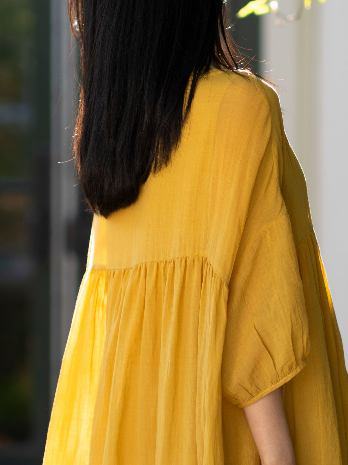 Ramie Tencel Dress - Yellow-Golden 8