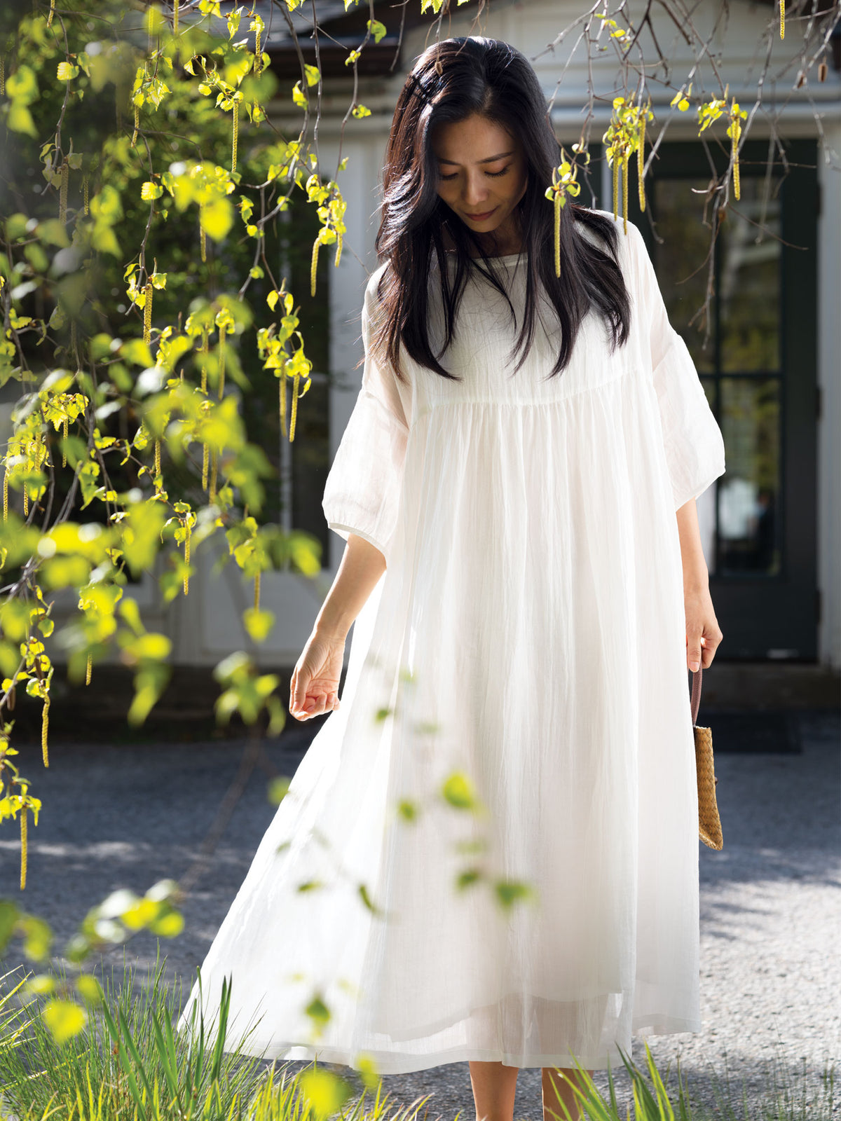 Ramie Tencel Dress - White 2