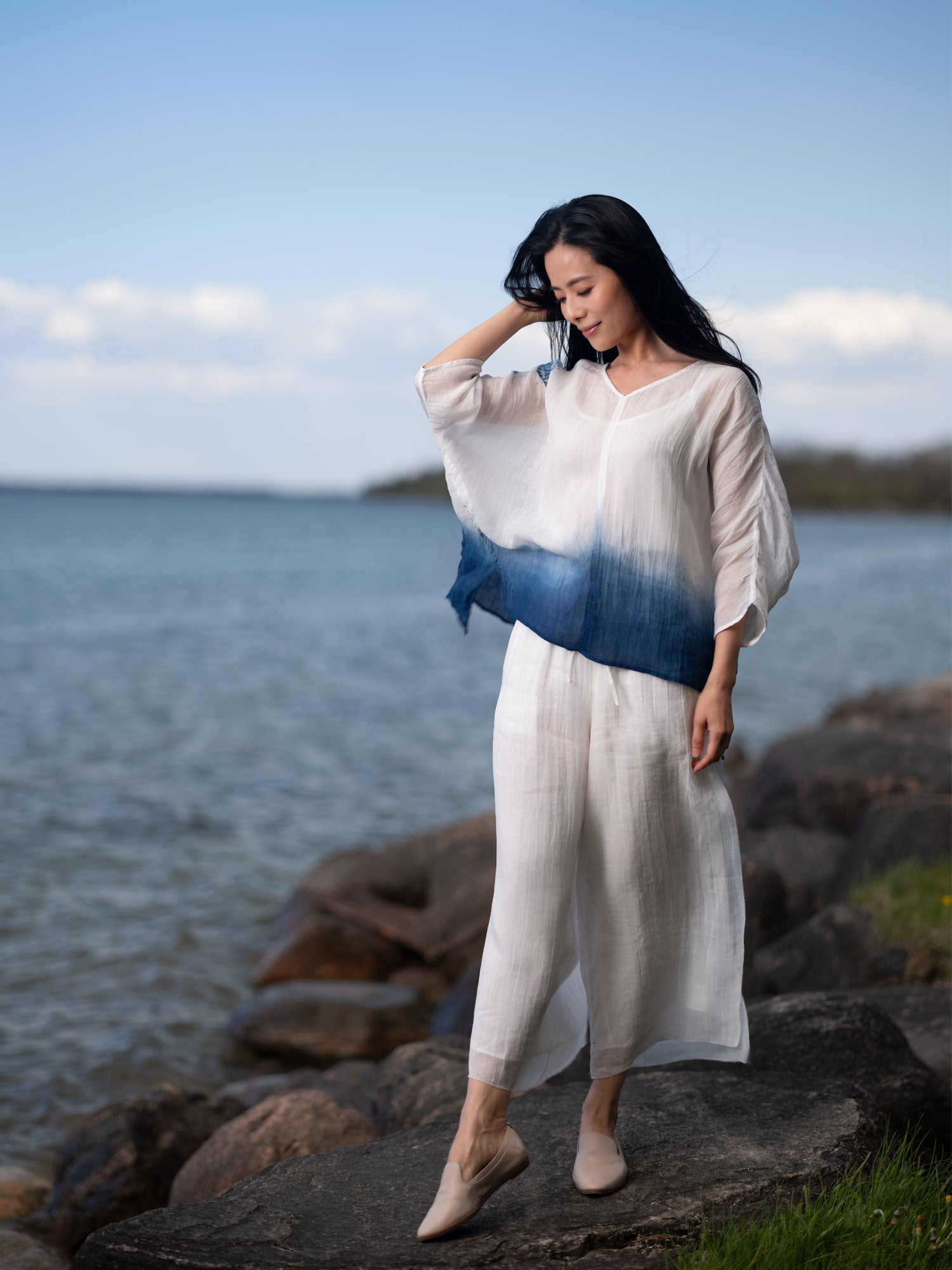 Handmade Tie-Dyed Organic Ramie Blouse 1