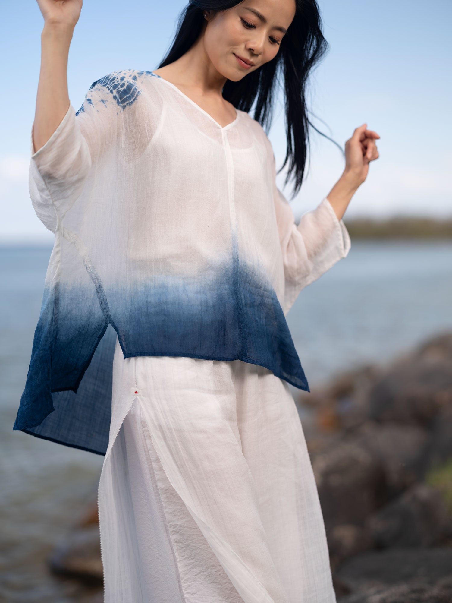 Handmade Tie-Dyed Organic Ramie Blouse 1