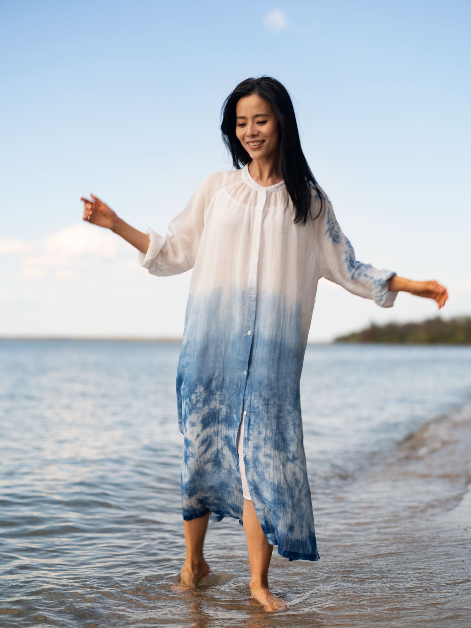 Handmade Cloud Tie-Dyed  Organic Ramie Dress 1