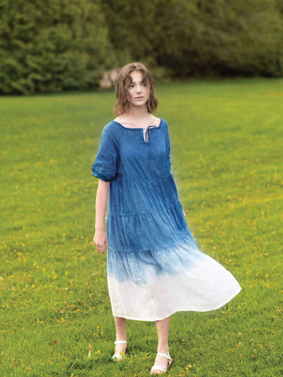 Handmade Tie-Dyed Organic Linen Dress Handmade Tie-Dyed Organic Linen Dress