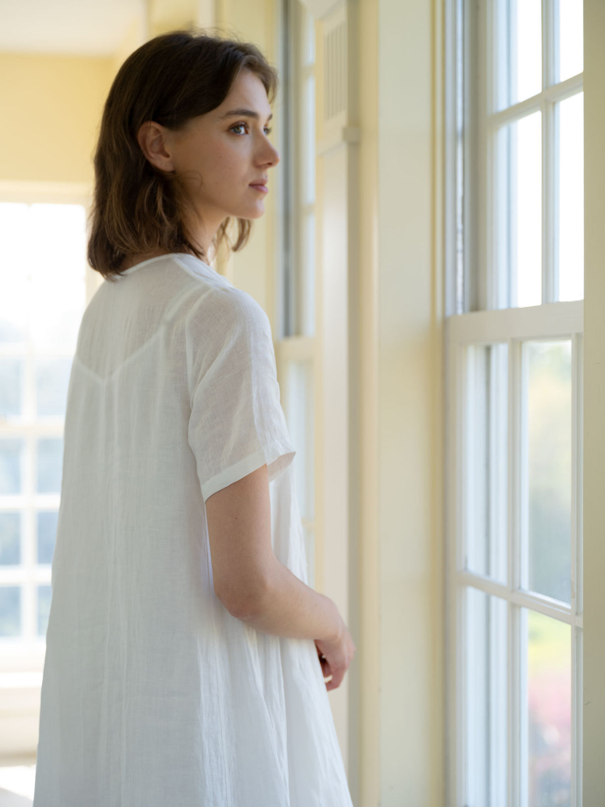 Short-Sleeve Linen Dress With Pintuck Detail 5