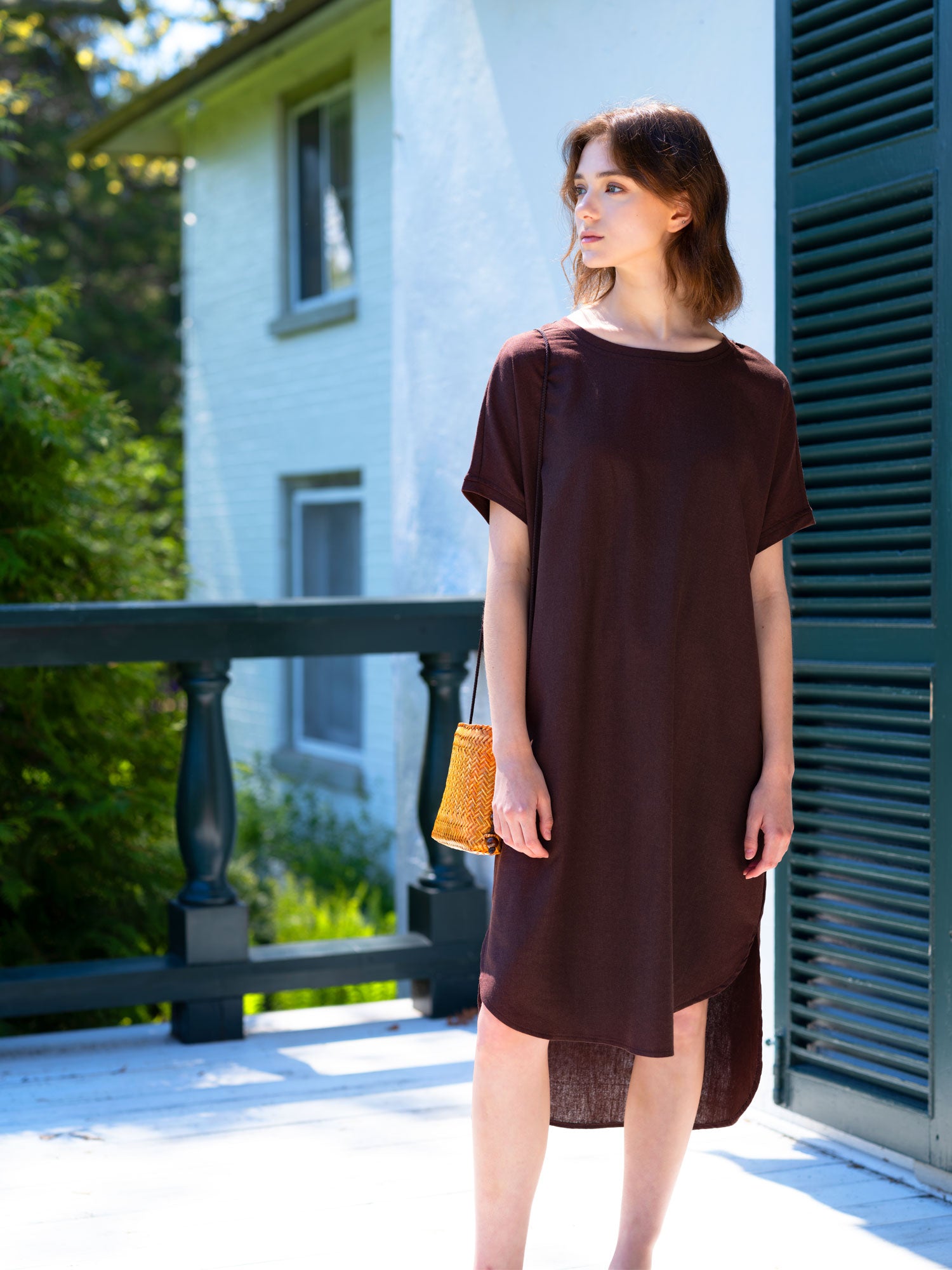Dark Brown Essential T-Shirt Dress - Magnifissance Dark Brown Essential T-Shirt Dress - Magnifissance