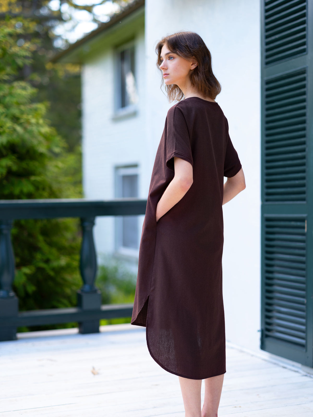 Dark Brown Essential T-Shirt Dress S / Brown