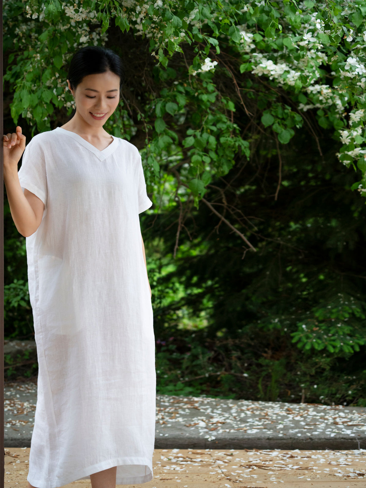 organic linen dress Terracotta Red Dress, Circle Linen Wrap Dress, Flowy Robe Dress, Linen Roman Dress, Linen Summer Clothes, Womens Clothing gathered waist Ottillie-May Linen Dress in Russet