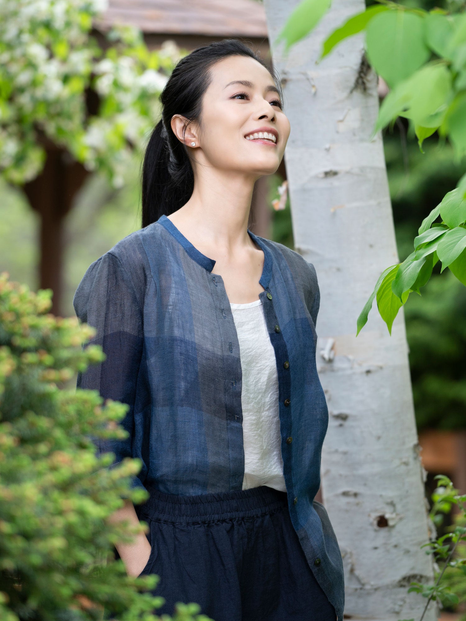 Linen-Blend Multi Sheer Shirt♡ Organic Sheer Linen Shirt - Magnifissance Store