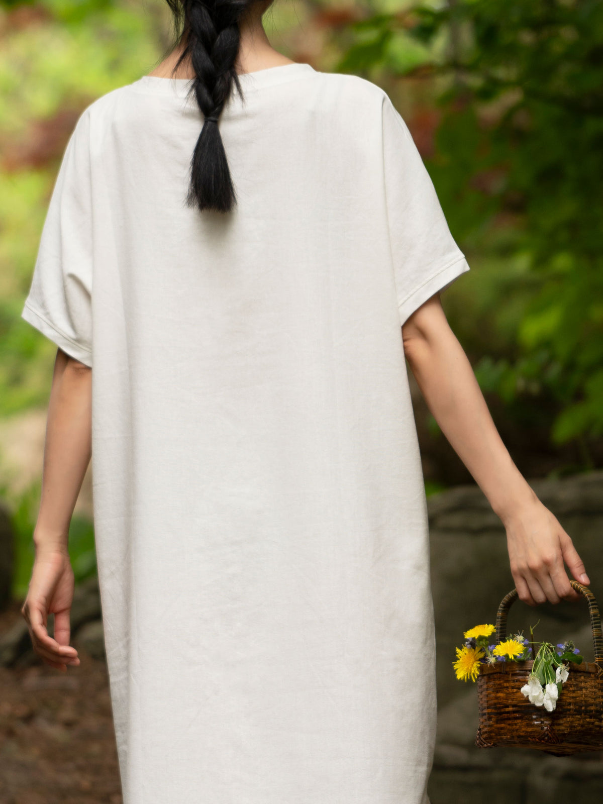 Creamy White Essential T-Shirt Dress - Magnifissance Store