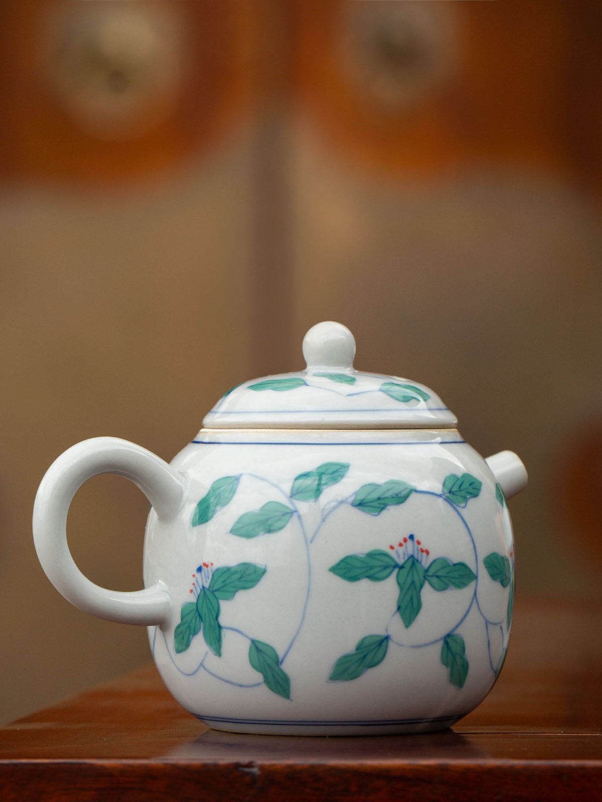 Hand-Painted Teapot with Vine Motif Success 2