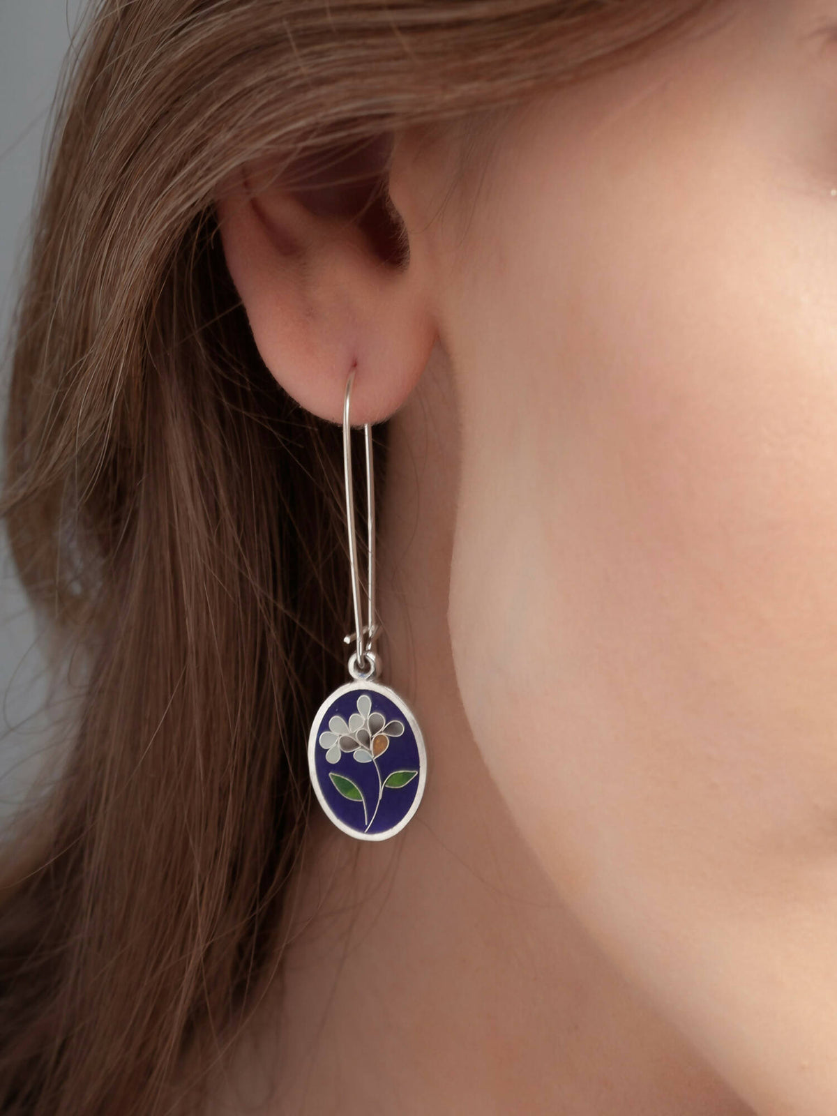 Bleu floral drop earrings