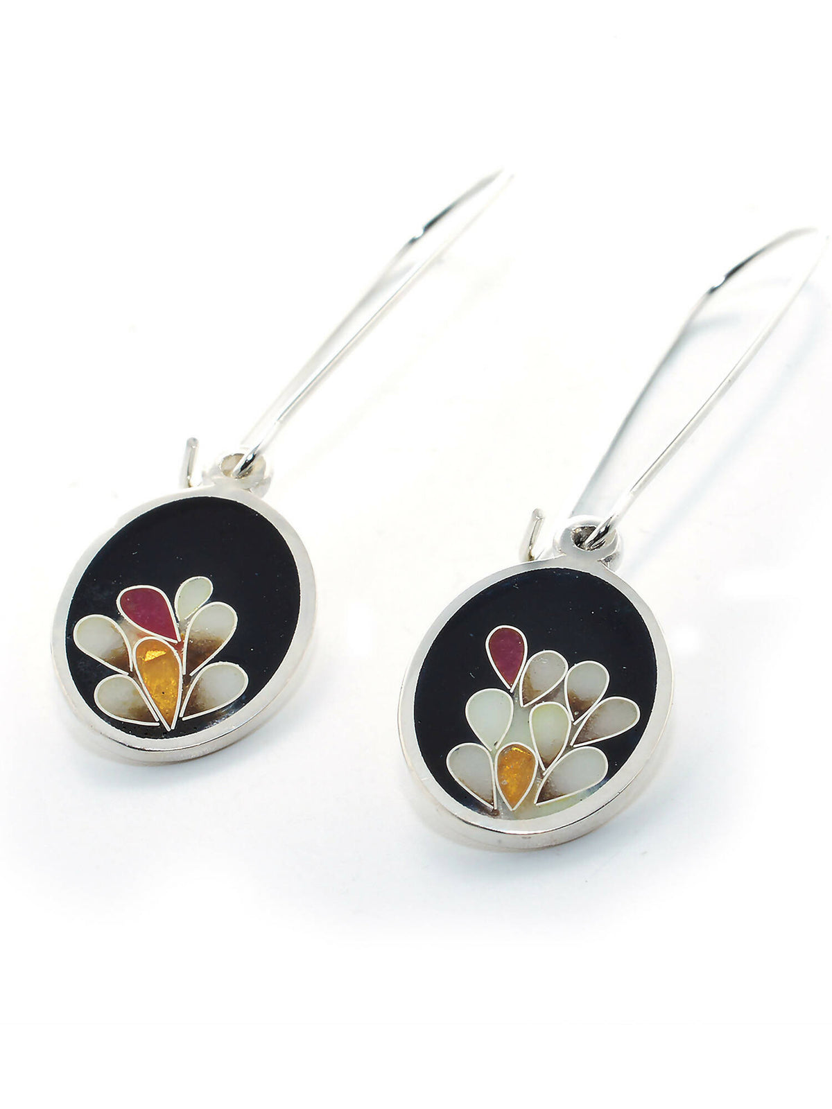 Black floral drop earrings